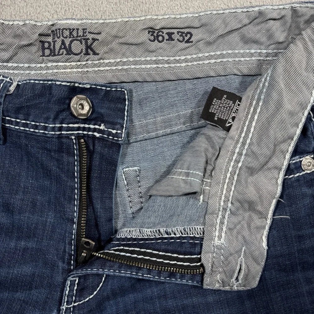Buckle Black Jake Straight Jeans Mens 36x28 Blue Light Wash Denim BBLA702